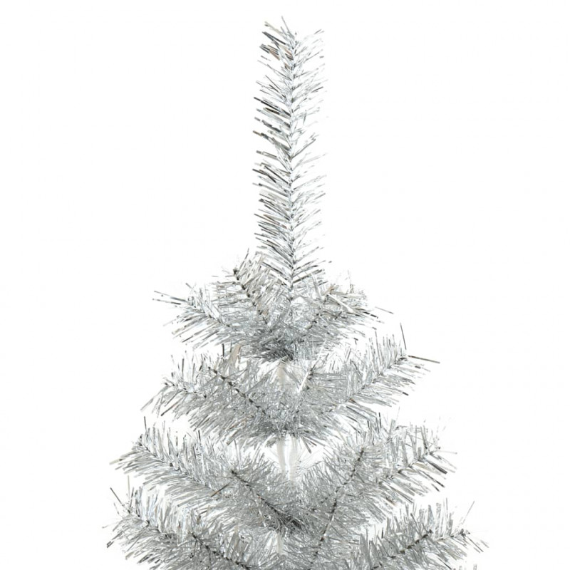 Sztuczna choinka ze stojakiem, srebrna, 210 cm, PET