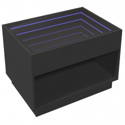 Stolik kawowy z LED Infinity, czarny, 70x50x50 cm