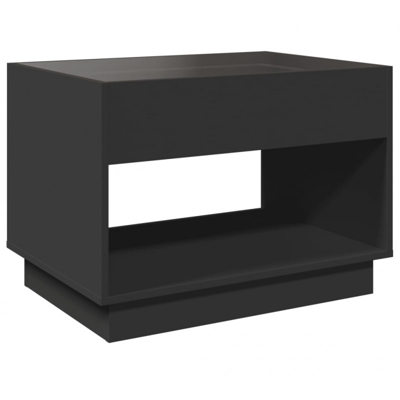 Stolik kawowy z LED Infinity, czarny, 70x50x50 cm