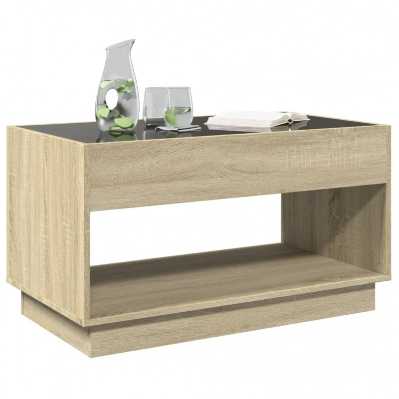 Stolik kawowy z LED Infinity, dąb sonoma, 90x50x50 cm
