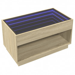 Stolik kawowy z LED Infinity, dąb sonoma, 90x50x50 cm