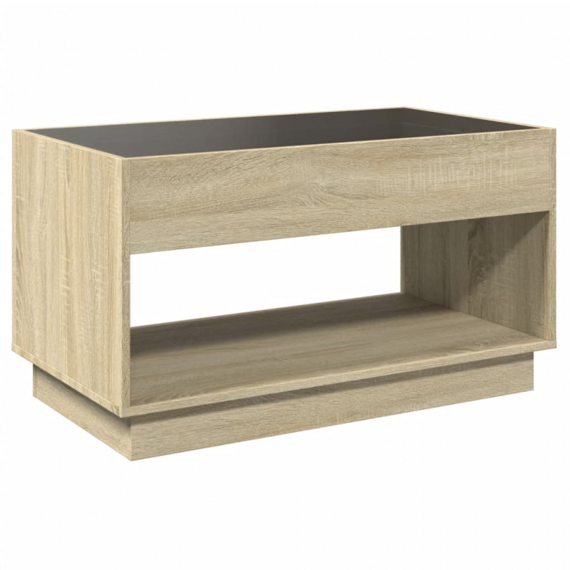 Stolik kawowy z LED Infinity, dąb sonoma, 90x50x50 cm