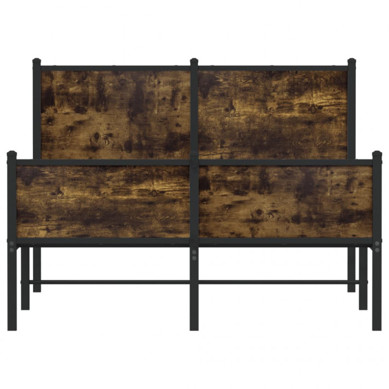 Metalowa rama łóżka, bez materaca, przydymiony dąb, 120x200 cm
