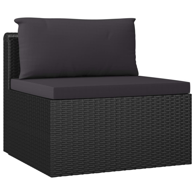 9-częściowy zestaw mebli do ogrodu, poduszki, rattan PE, czarny