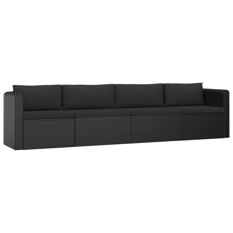 9-częściowy zestaw mebli do ogrodu, poduszki, rattan PE, czarny