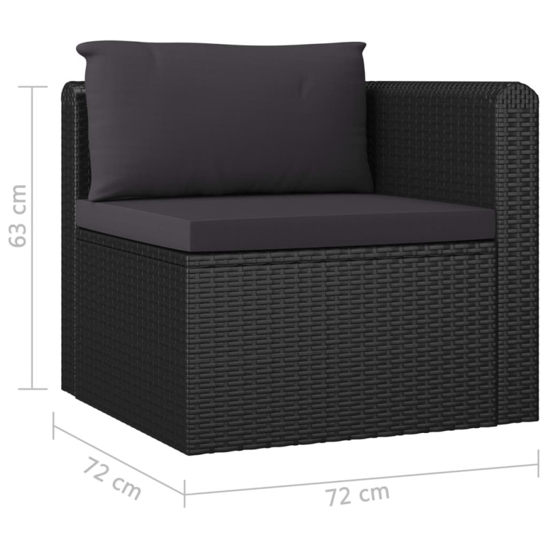 9-częściowy zestaw mebli do ogrodu, poduszki, rattan PE, czarny