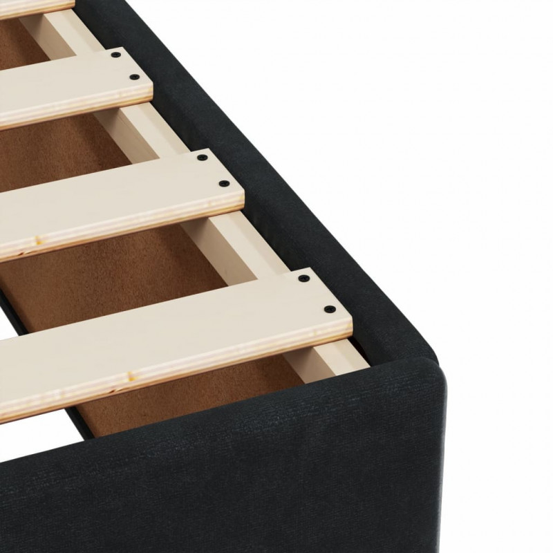 Łóżko kontynentalne z materacem, czarne, 160x200 cm, aksamit