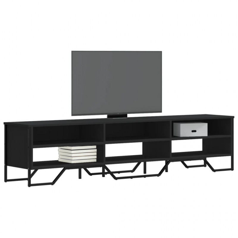 Szafka pod TV, czarna, 180x34x41 cm, materiał drewnopochodny