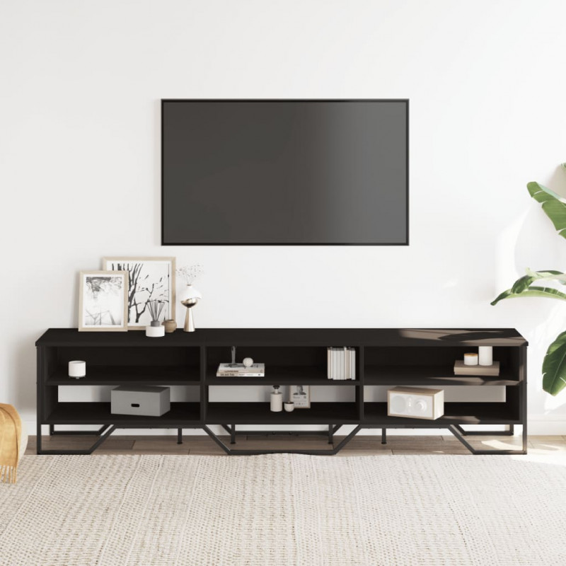 Szafka pod TV, czarna, 180x34x41 cm, materiał drewnopochodny