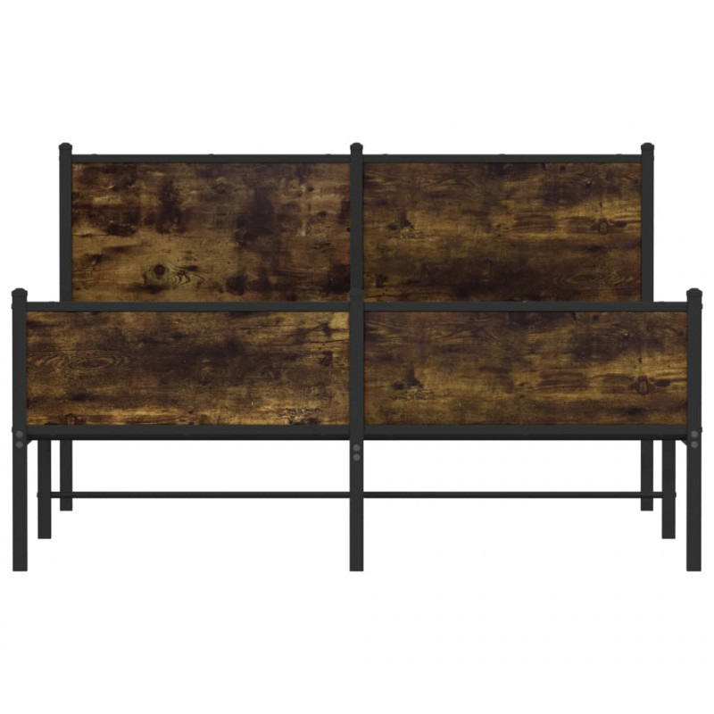 Metalowa rama łóżka, bez materaca, przydymiony dąb, 150x200 cm