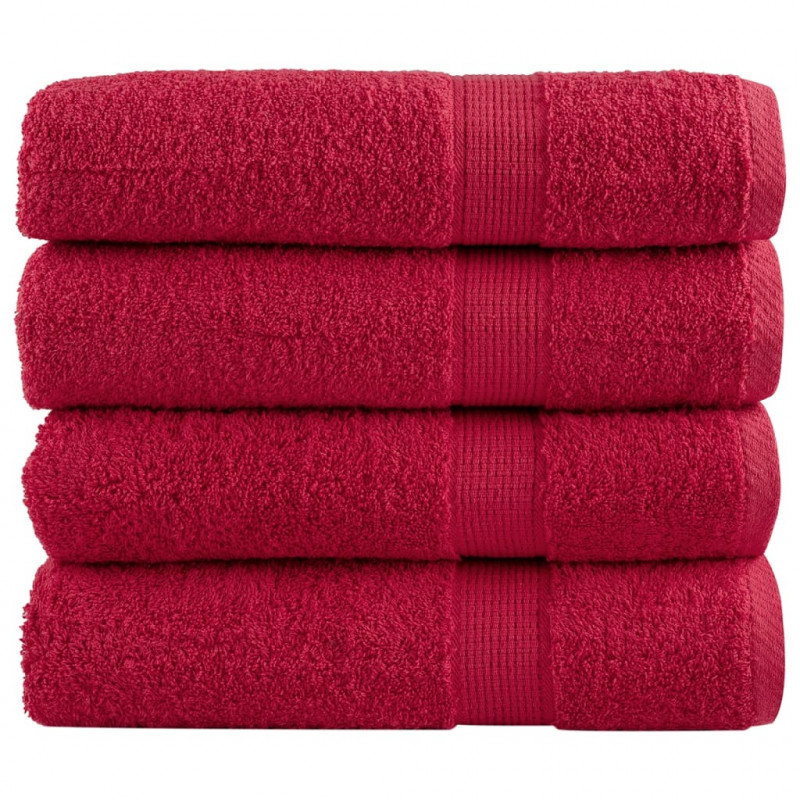 Ręczniki premium SOLUND, 4 szt., czerwone, 70x140 cm, 600 g/cm²