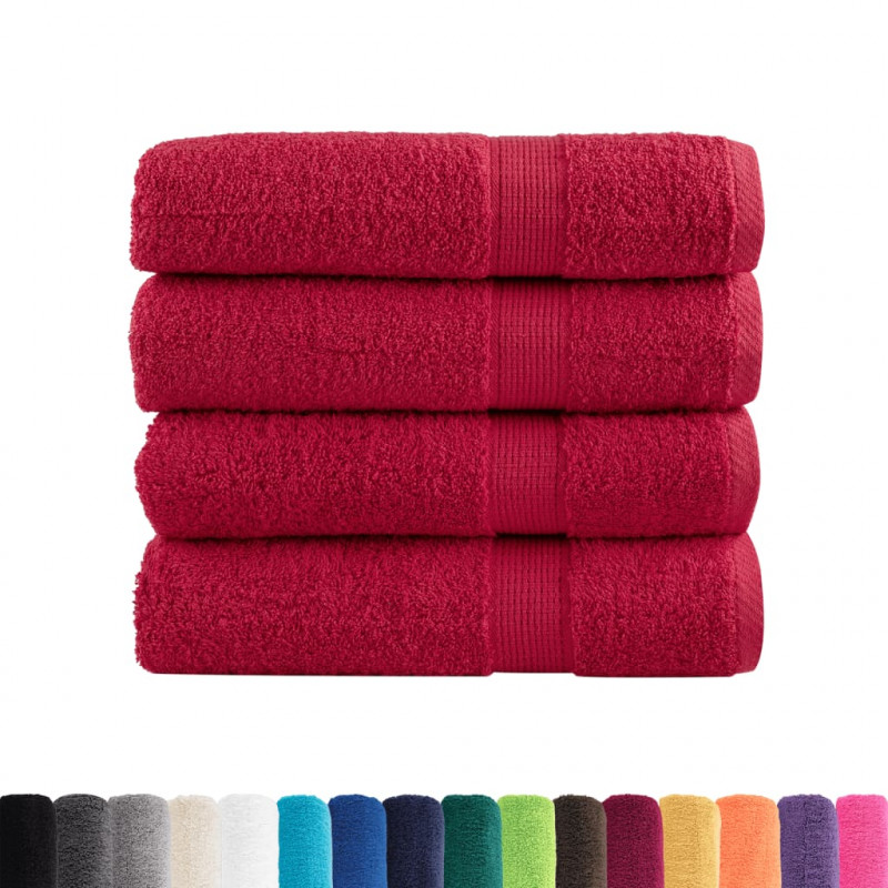 Ręczniki premium SOLUND, 4 szt., czerwone, 70x140 cm, 600 g/cm²