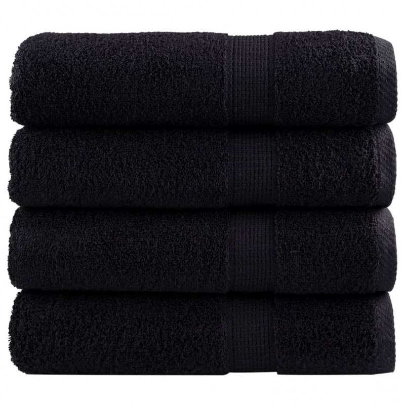 Ręczniki premium SOLUND, 4 szt., czarne, 50x100 cm, 600 g/cm²