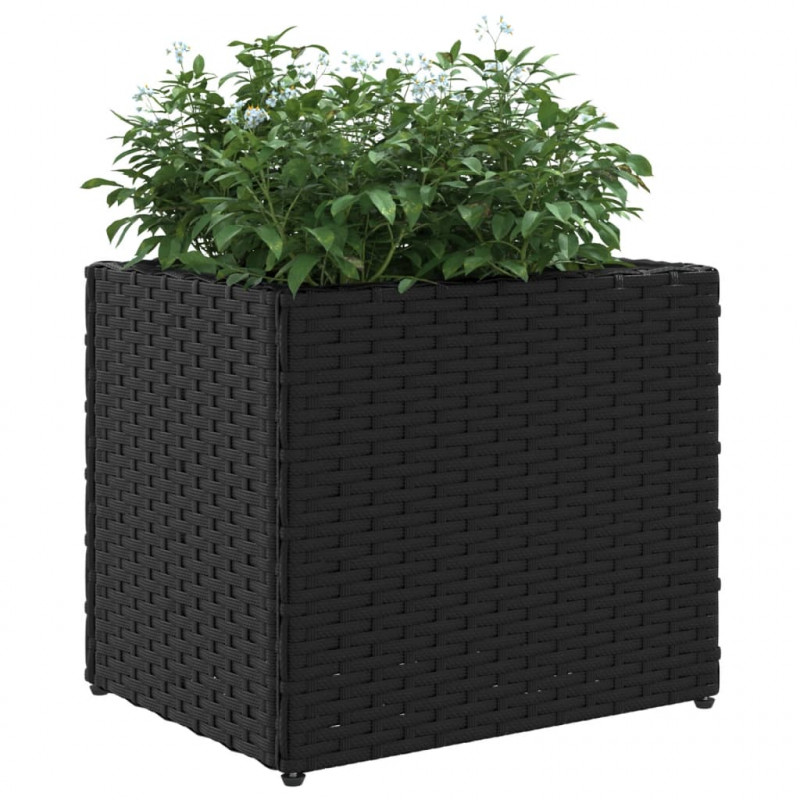 Donica ogrodowa, czarna, 36x30x32 cm, rattan PE