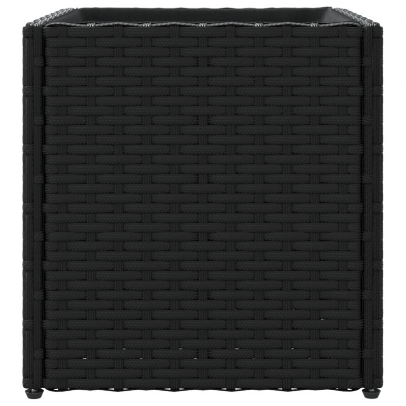 Donica ogrodowa, czarna, 36x30x32 cm, rattan PE