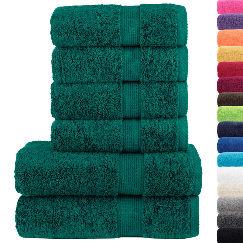 6-częściowy zestaw ręczników premium SOLUND, zielony, 600 g/cm²