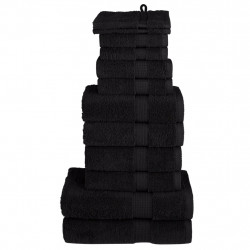 12-częściowy zestaw ręczników premium SOLUND, czarny, 600 g/cm²