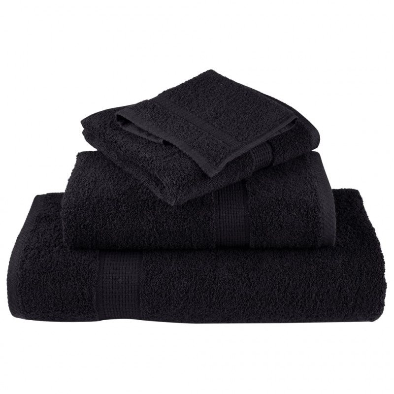 12-częściowy zestaw ręczników premium SOLUND, czarny, 600 g/cm²