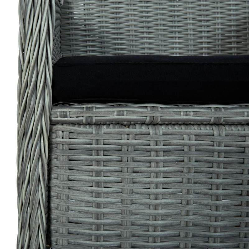 9-cz. zestaw mebli ogrodowych, poduszki, rattan PE, jasnoszary