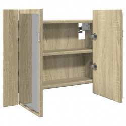 Szafka z lustrem i LED, dąb sonoma, 60x12x45 cm