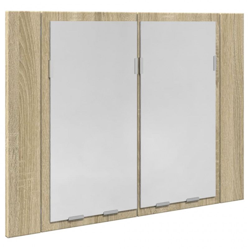 Szafka z lustrem i LED, dąb sonoma, 60x12x45 cm
