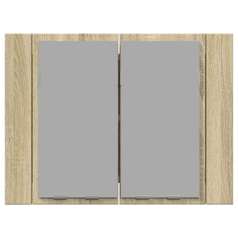 Szafka z lustrem i LED, dąb sonoma, 60x12x45 cm