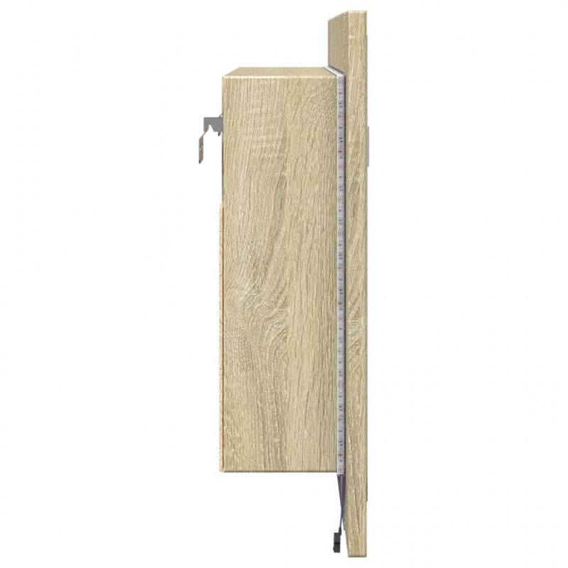 Szafka z lustrem i LED, dąb sonoma, 60x12x45 cm