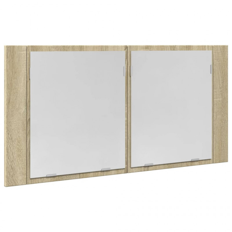 Szafka z lustrem i LED, dąb sonoma, 90x12x45 cm