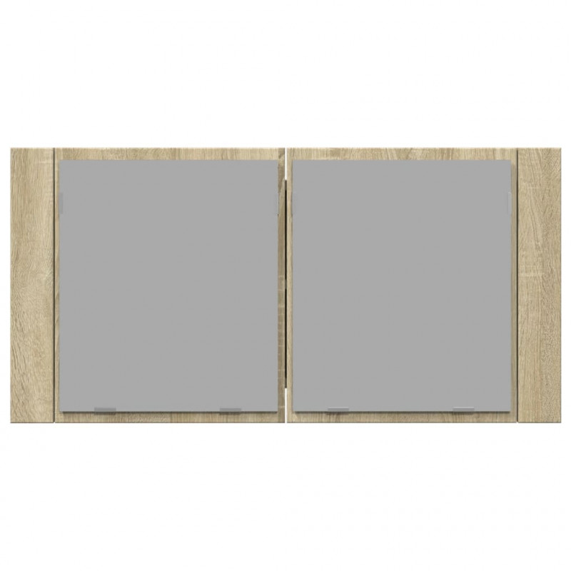 Szafka z lustrem i LED, dąb sonoma, 90x12x45 cm