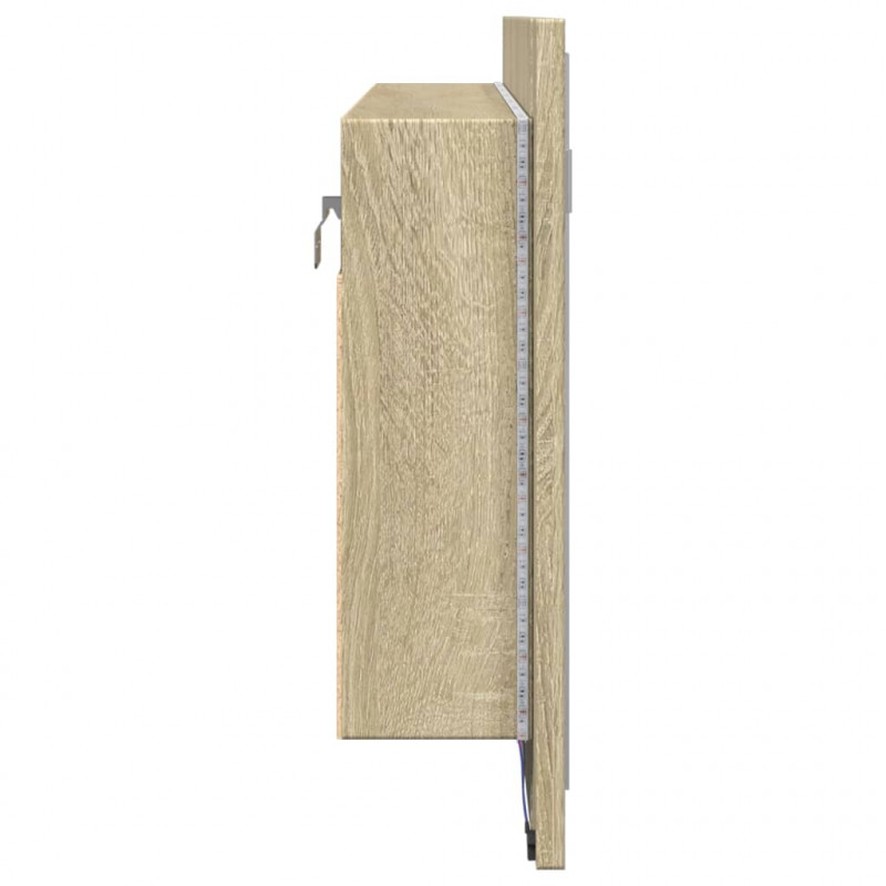 Szafka z lustrem i LED, dąb sonoma, 90x12x45 cm