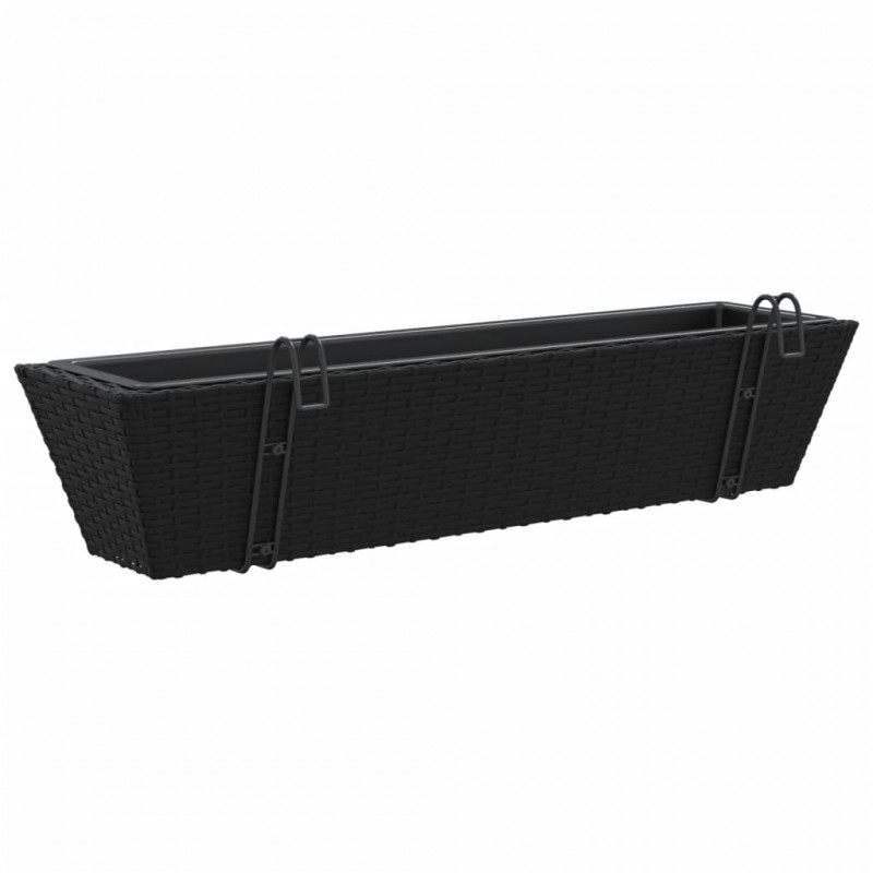 Donice z haczykami, 2 szt., czarne, polirattan