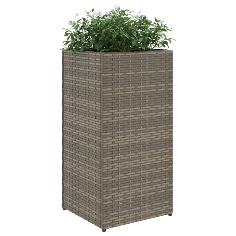 Donica ogrodowa, szara, 30x30x60 cm, rattan PE
