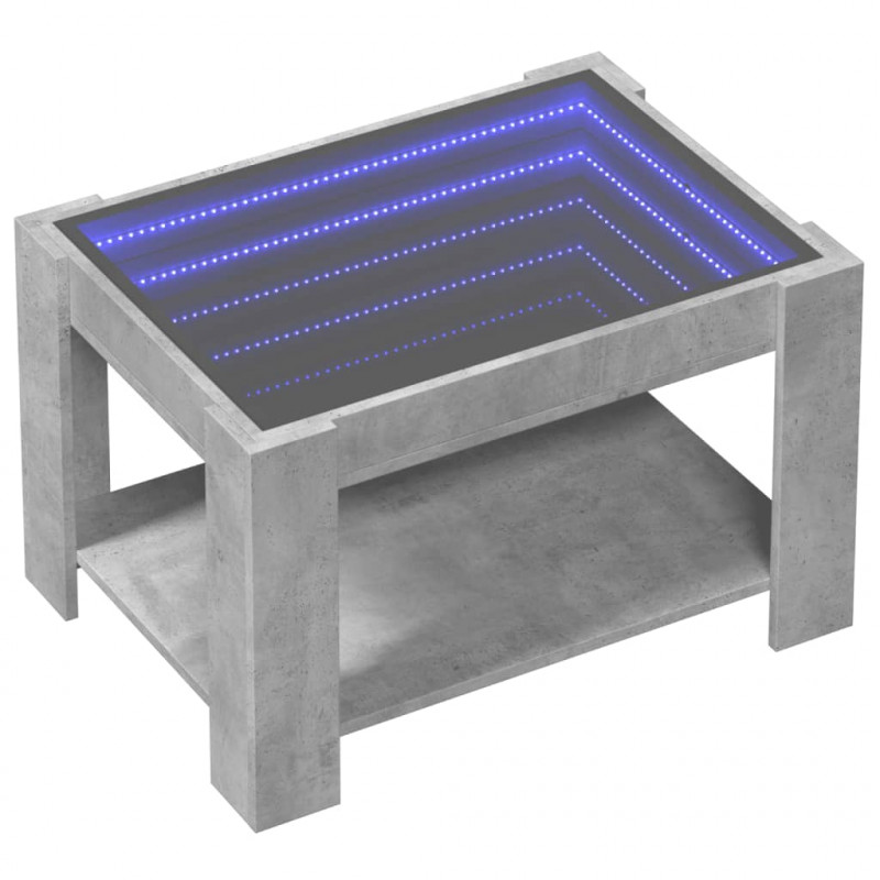 Stolik kawowy z LED, szarość betonu, 73x53x45 cm