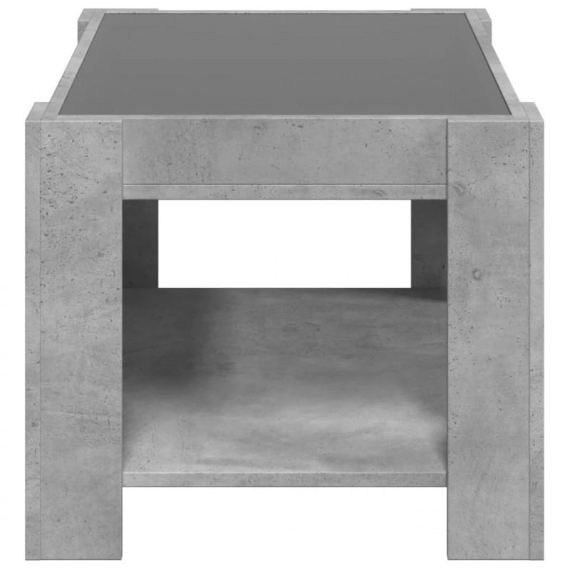 Stolik kawowy z LED, szarość betonu, 73x53x45 cm