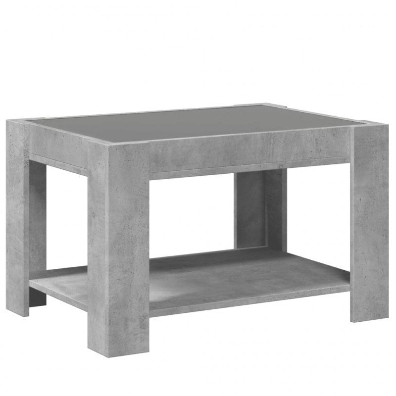 Stolik kawowy z LED, szarość betonu, 73x53x45 cm