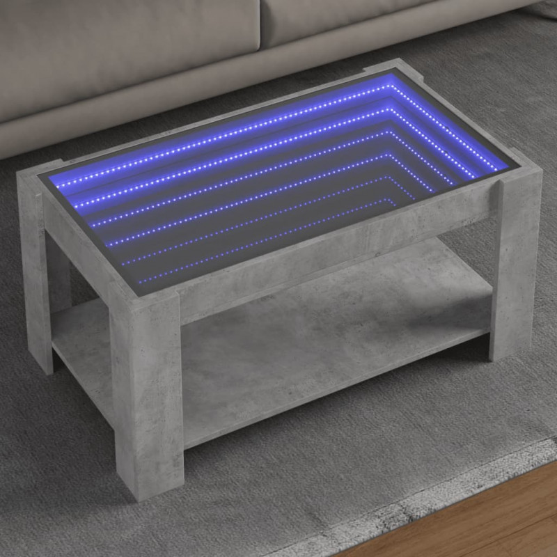 Stolik kawowy z LED, szarość betonu, 93x53x45 cm