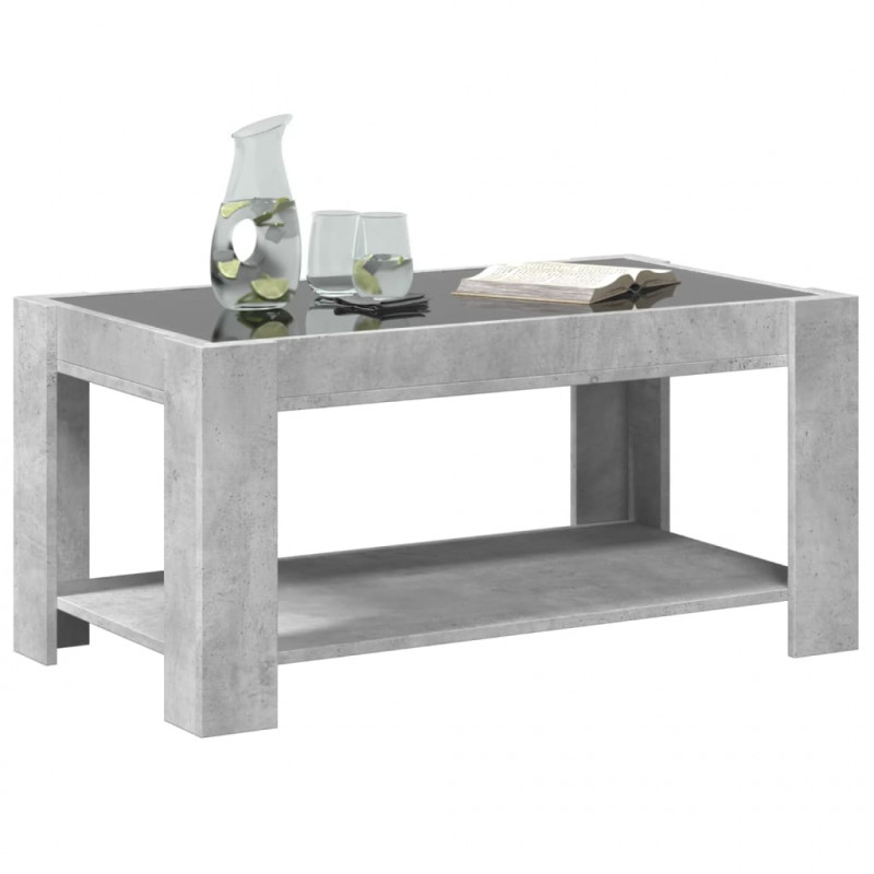 Stolik kawowy z LED, szarość betonu, 93x53x45 cm