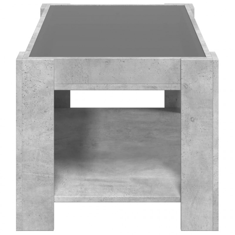 Stolik kawowy z LED, szarość betonu, 93x53x45 cm