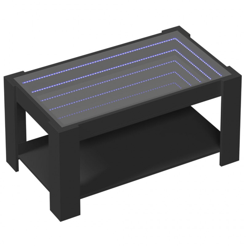 Stolik kawowy z LED czarny 93x53x45 cm, materiał drewnopochodny