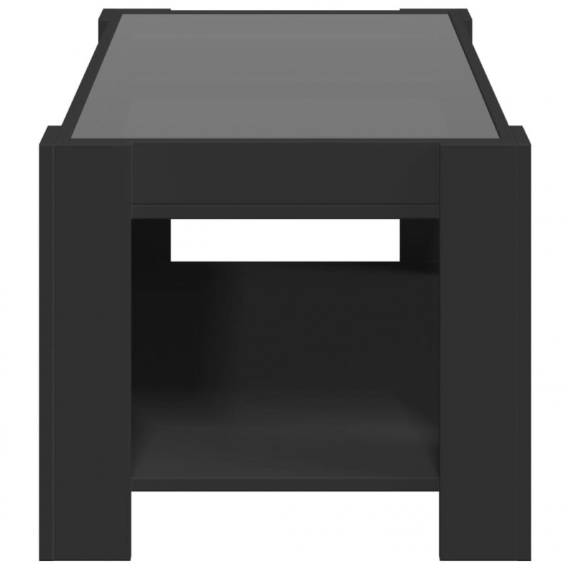 Stolik kawowy z LED czarny 93x53x45 cm, materiał drewnopochodny