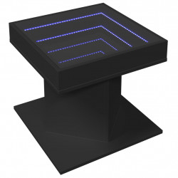 Stolik kawowy z LED czarny 50x50x45 cm, materiał drewnopochodny