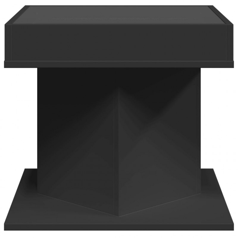 Stolik kawowy z LED czarny 50x50x45 cm, materiał drewnopochodny