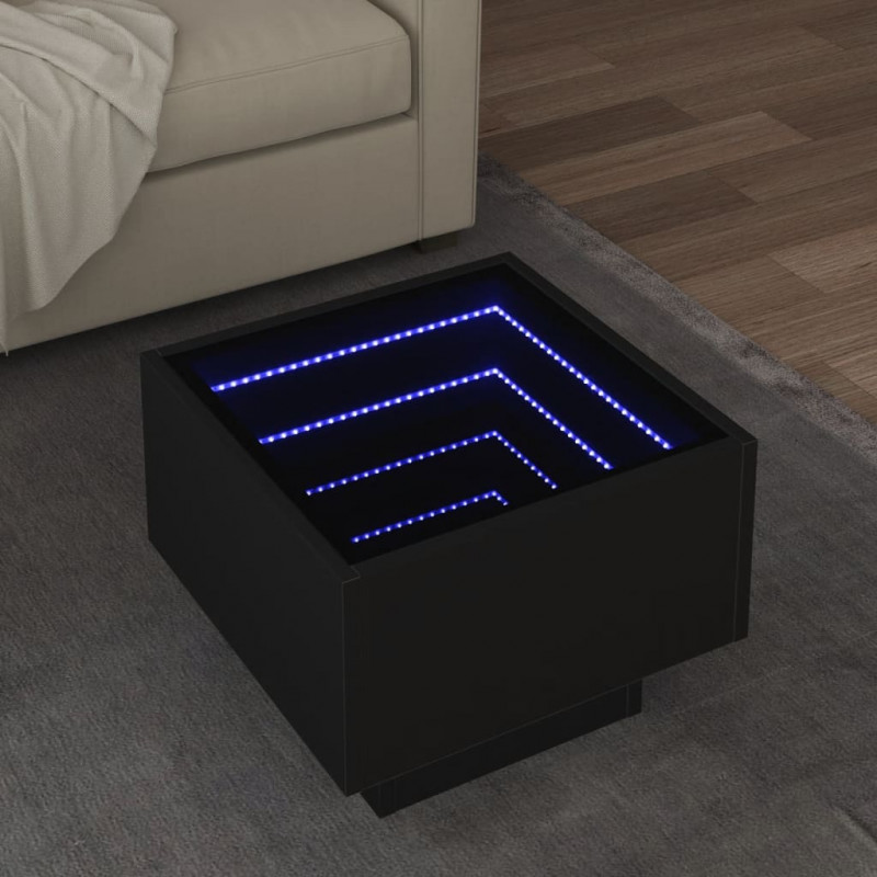 Stolik boczny z LED, czarny, 40x40x30 cm