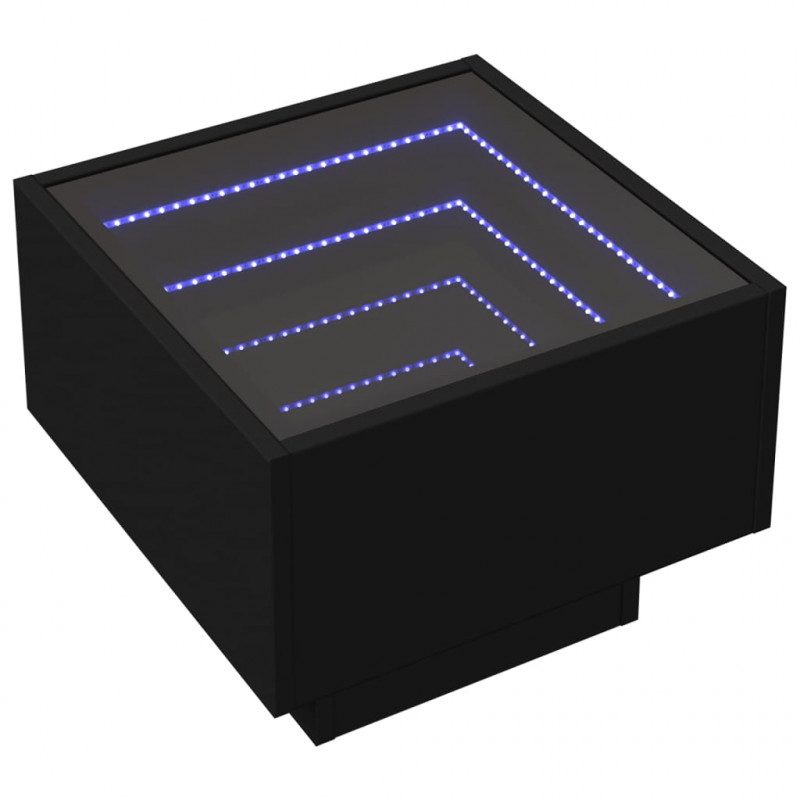 Stolik boczny z LED, czarny, 40x40x30 cm
