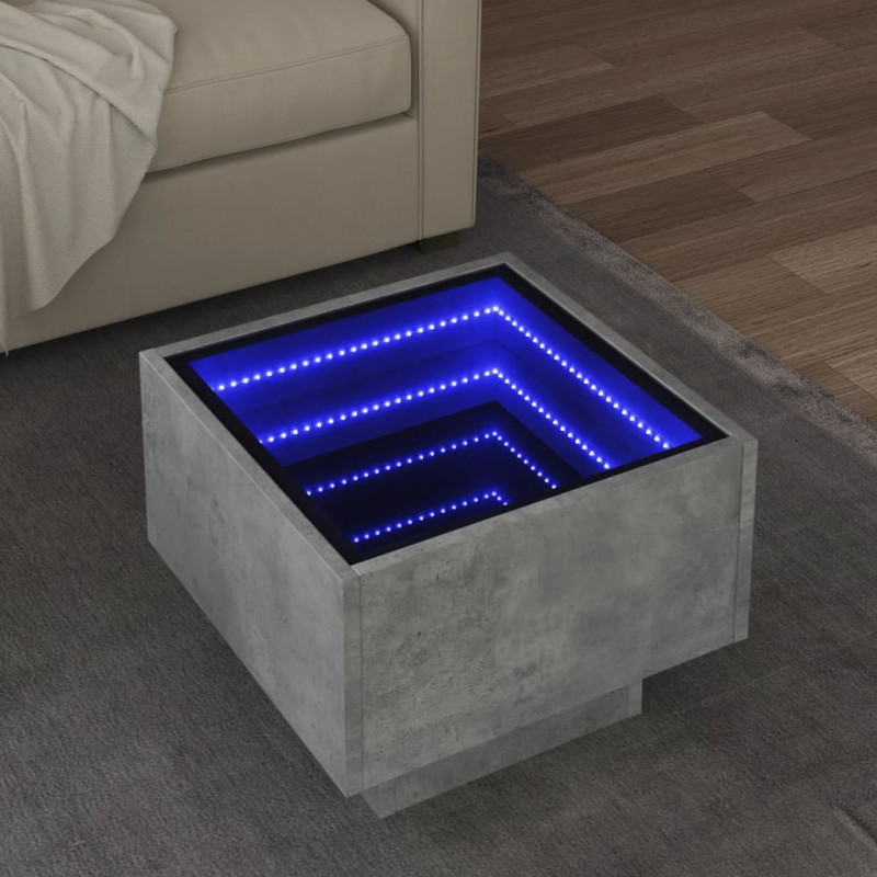 Stolik boczny z LED, szarość betonu, 40x40x30 cm