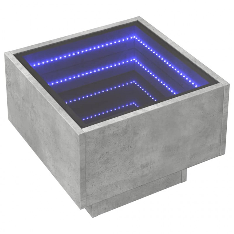 Stolik boczny z LED, szarość betonu, 40x40x30 cm