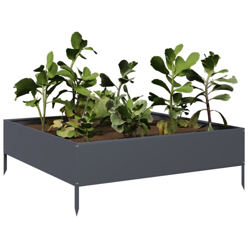 Podwyższona donica, antracytowa, 100x100x33,5 cm, stal