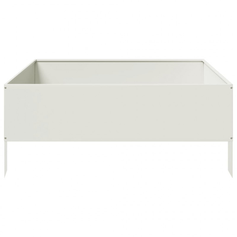 Podwyższona donica, biała, 100x100x25 cm, stal