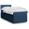 Łóżko kontynentalne z materacem, niebieskie, tkanina 100x200 cm