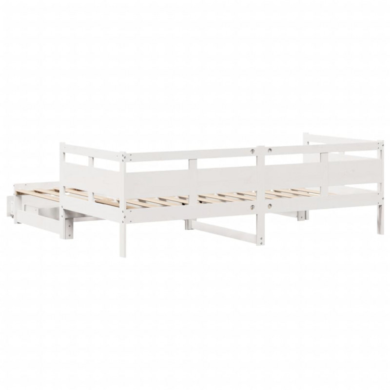 Sofa rozsuwana z szufladami, bez materaca, białe, 80x200 cm